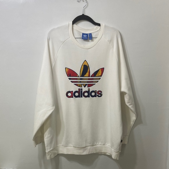 adidas Other - Adidas Cream , Long Sleeve Sweatshirt With Colorful Trefoil Logo.Size- XL